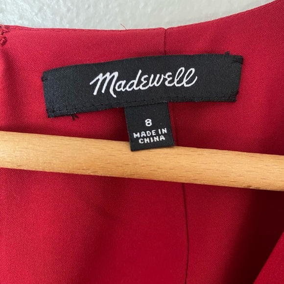 Madewell Wrap Front Mini Dress Red Seattle Floral Women's Size 8 Flowy V-Neck - Picture 8 of 8